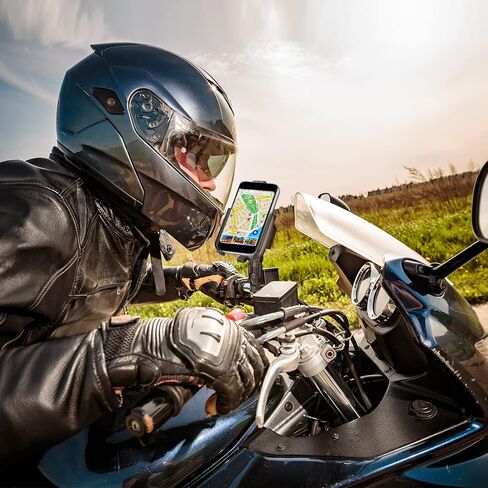 GUB حامل هاتف معدني للدراجات النارية يدور 360 درجة من سبائك الألومنيوم بالكامل، حامل هاتف خلوي للدراجة بمقود عالمي مناسب لهاتف iPhone 11 12 Pro Max Note20 و4.7 بوصة - 6.8 بوصة in Kuwait