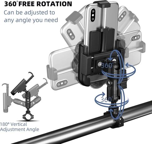 GUB حامل هاتف معدني للدراجات النارية يدور 360 درجة من سبائك الألومنيوم بالكامل، حامل هاتف خلوي للدراجة بمقود عالمي مناسب لهاتف iPhone 11 12 Pro Max Note20 و4.7 بوصة - 6.8 بوصة in Kuwait