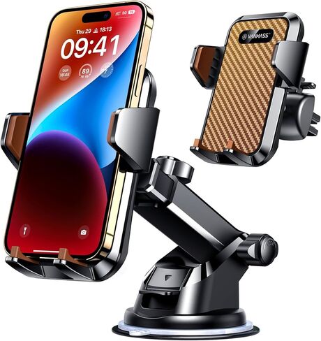 VANMASS【60+LBS Strongest Suction & Military-Grade 2023 Ultimate Car Cell Phone Holder Mount【Patent & Safety Certs】 Truck Stand for Dash Windshield Vent for iPhone 15 Pro Max 14 Samsung, Bronze in Kuwait