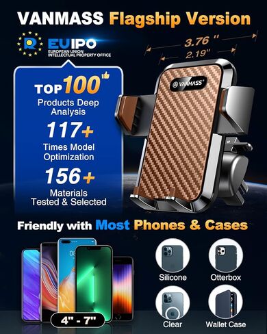 VANMASS【60+LBS Strongest Suction & Military-Grade 2023 Ultimate Car Cell Phone Holder Mount【Patent & Safety Certs】 Truck Stand for Dash Windshield Vent for iPhone 15 Pro Max 14 Samsung, Bronze in Kuwait