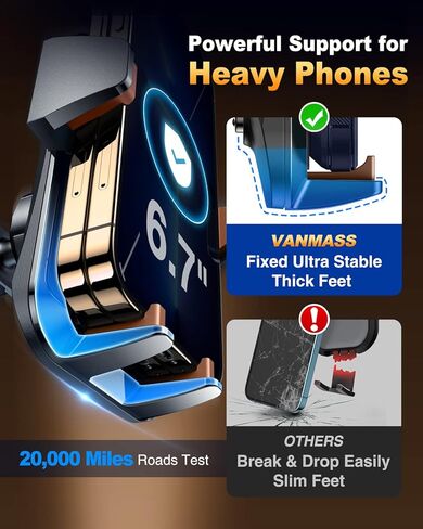 VANMASS【60+LBS Strongest Suction & Military-Grade 2023 Ultimate Car Cell Phone Holder Mount【Patent & Safety Certs】 Truck Stand for Dash Windshield Vent for iPhone 15 Pro Max 14 Samsung, Bronze in Kuwait
