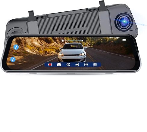 SYLVANIA - Roadsight Mirror Dash Camera and Backup Camera - 340 Degree View - HD 1080p, Elastic Mount, 32GB Memory Card, G-Sensor, 9.66" LED IPS Touch Screen, Truck, Car, Taxi in Saudi Arabia