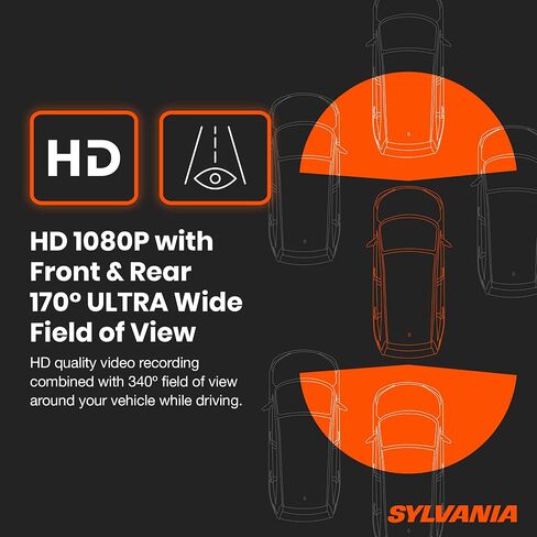 SYLVANIA - Roadsight Mirror Dash Camera and Backup Camera - 340 Degree View - HD 1080p, Elastic Mount, 32GB Memory Card, G-Sensor, 9.66" LED IPS Touch Screen, Truck, Car, Taxi in Saudi Arabia
