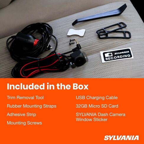 SYLVANIA - Roadsight Mirror Dash Camera and Backup Camera - 340 Degree View - HD 1080p, Elastic Mount, 32GB Memory Card, G-Sensor, 9.66" LED IPS Touch Screen, Truck, Car, Taxi in Saudi Arabia