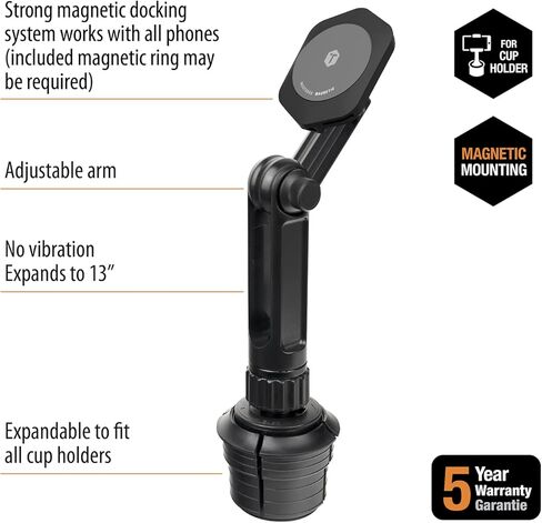 حامل الهاتف المغناطيسي ToughTested - يتميز بذراع قابل للتعديل | قاعدة قابلة للتوسيع - متوافقة مع iPhone وAndroid in Kuwait