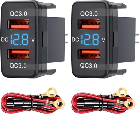 طقم شاحن USB مزدوج 12 فولت بمنفذ USB QC3.0، يتميز بمقياس فولتميتر مدمج للمراقبة في الوقت الحقيقي، متوافق مع Toyota FJ Cruiser، Tacoma، Highlander، والمزيد in Saudi Arabia