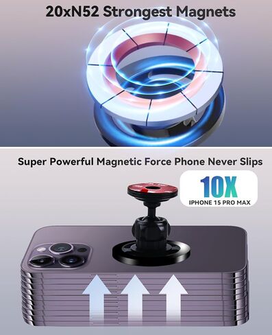 Mungudes يناسب حامل السيارة MagSafe، 【أقوى مغناطيس، حامل هاتف مغناطيسي للسيارة، لوحة القيادة فائقة الثبات وفتحة تهوية هوائية لتثبيت هاتف السيارة مناسب لهاتف iPhone 15 14 13 12 Pro Max Plus Mini MagSafe in Kuwait
