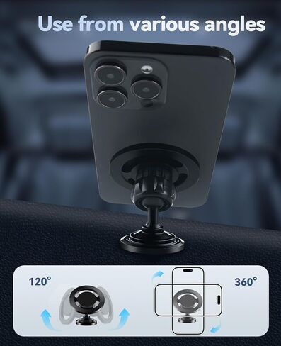 Mungudes يناسب حامل السيارة MagSafe، 【أقوى مغناطيس، حامل هاتف مغناطيسي للسيارة، لوحة القيادة فائقة الثبات وفتحة تهوية هوائية لتثبيت هاتف السيارة مناسب لهاتف iPhone 15 14 13 12 Pro Max Plus Mini MagSafe in Kuwait