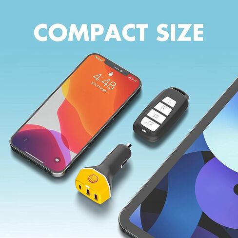 Shell USB Car Charger 3 Port 54W Type C Car Charger Adapter,30W PD USB C+ Dual QC USB A for iPhone 12/Pro/Max/Mini/iPad Pro/Air/Mini,MacBook Air,Google Pixel, Tablets,GPS in Kuwait