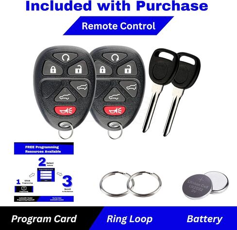 4-Button Keyless Entry Remote Key Fob Replacement with Ignition Key, fits Chevy Silverado Traverse Avalanche, GMC Acadia Sierra, Cadillac Escalade, Suzuki XL-7, OUC60270, OUC60221 in Kuwait