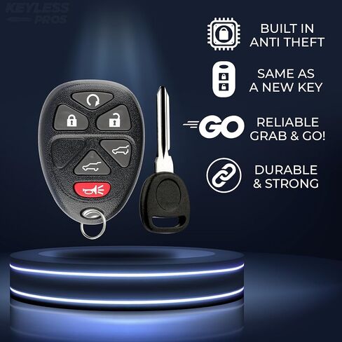 4-Button Keyless Entry Remote Key Fob Replacement with Ignition Key, fits Chevy Silverado Traverse Avalanche, GMC Acadia Sierra, Cadillac Escalade, Suzuki XL-7, OUC60270, OUC60221 in Kuwait