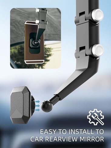 Rear View Mirror Phone Holder, 2023 Rotatable and Retractable Car Phone Holder, Universal Car Phone Holder Mount, Cell Phone Holder Car Fit for iPhone 11 12 13 14 Pro Max Samsung All Phone (Fashion) in Kuwait