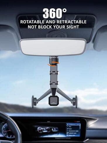 Rear View Mirror Phone Holder, 2023 Rotatable and Retractable Car Phone Holder, Universal Car Phone Holder Mount, Cell Phone Holder Car Fit for iPhone 11 12 13 14 Pro Max Samsung All Phone (Fashion) in Kuwait