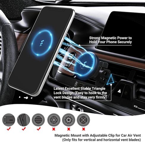 حامل موبايل مغناطيسي للسيارة 3 في 1 متعدد الاستخدامات للوحة عدادات السيارة وفتحة التهوية وسطح المكتب والحامل الثلاثي، متوافق مع ايفون والهواتف الذكية الاخرى -- يتطلب لوحة معدنية (متضمنة) in Kuwait