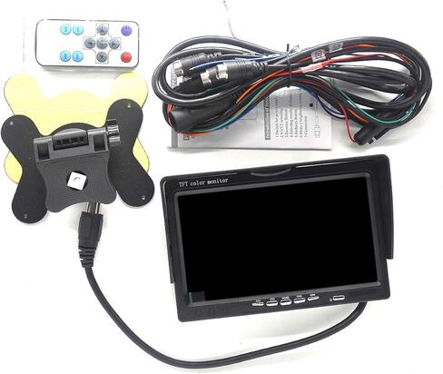شاشة بادارسي رباعية الانقسام للخلف للسيارة TFT LCD مقاس 17.78 سم، جهاز تحكم عن بعد، 4 قنوات مدخلات فيديو RCA (موصل مضاد للصدمات 4 قطع) - 12 فولت - 24 فولت 800 × 480 درجة عالية الدقة مع واقي الشمس in Saudi Arabia