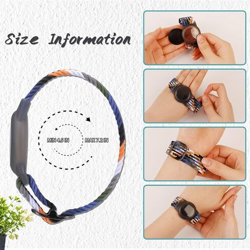 4 Pack Kids Bracelet Compatible with AirTag, GPS Kid Tracker Holder Braided Wristband for Apple Air Tag, 2022 Upgraded Nylon Adjustable Anti Lost Watch Band Fits Airtag for Kids Children(solid color) in Kuwait