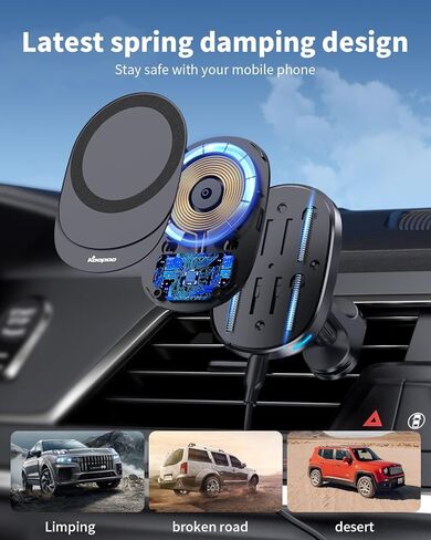 شاحن سيارة لاسلكي مغناطيسي كوباو ماج سيف حامل خطاف متوافق مع ايفون 14/14 برو/14 برو ماكس/13/13 برو/13 برو ماكس/12/12 برو/برو ماكس in Kuwait