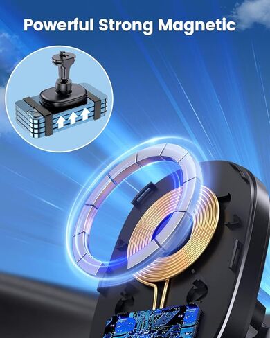 شاحن سيارة لاسلكي مغناطيسي كوباو ماج سيف حامل خطاف متوافق مع ايفون 14/14 برو/14 برو ماكس/13/13 برو/13 برو ماكس/12/12 برو/برو ماكس in Kuwait