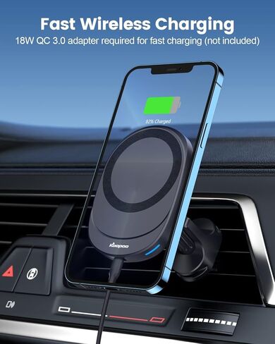 شاحن سيارة لاسلكي مغناطيسي كوباو ماج سيف حامل خطاف متوافق مع ايفون 14/14 برو/14 برو ماكس/13/13 برو/13 برو ماكس/12/12 برو/برو ماكس in Kuwait