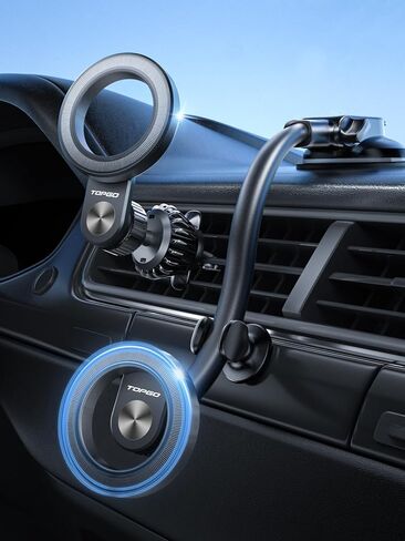 TOPGO Compatible with MagSafe Car Mount Magnetic Phone Mount Suction Cup Phone Holder for Dashboard for Tesla Strong Magnet Fit for iPhone 14 Smartphones in Kuwait