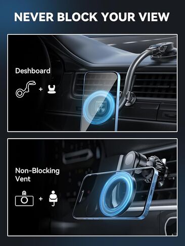 TOPGO Compatible with MagSafe Car Mount Magnetic Phone Mount Suction Cup Phone Holder for Dashboard for Tesla Strong Magnet Fit for iPhone 14 Smartphones in Kuwait