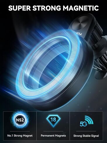 TOPGO Compatible with MagSafe Car Mount Magnetic Phone Mount Suction Cup Phone Holder for Dashboard for Tesla Strong Magnet Fit for iPhone 14 Smartphones in Kuwait