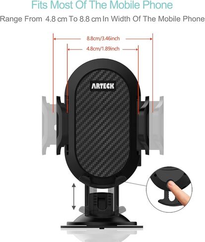 Arteck Car Mount، حامل عالمي للهاتف المحمول في السيارة يدور 360 درجة للزجاج الأمامي التلقائي ولوحة القيادة، للهواتف المحمولة Apple iPhone 15، 15 Pro، 14، 14 Pro، 13، 12، 11، SE، هاتف Android الخلوي، GPS in Kuwait