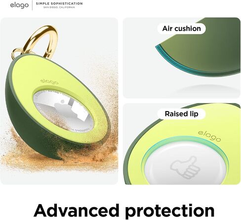 elago Avocado Case Compatible with Apple AirTag - Drop Protection Keychain, Cute Design, Carabiner Holder Key Ring (Track Dogs, Keys, Backpacks, Purses) Tracking Device Not Included [Green] in Saudi Arabia