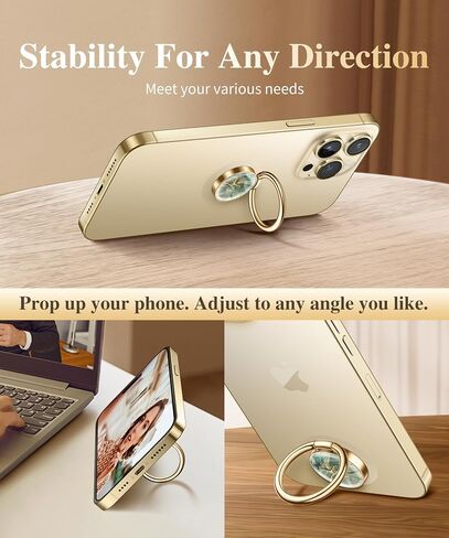حامل حلقة للهاتف الخلوي الرخامي من GVIEWIN، مقبض معدني لتركيب السيارة المغناطيسي متوافق مع iPhone 15 Pro Max/15 Plus/14/13/12 Series & Galaxy S22/S23 Ultra والهواتف الأخرى (حلم الصحراء/أخضر) in Kuwait