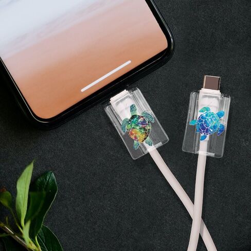 FINCIBO 2 Pcs Set Cable Charging Head Protector Cover, Charging Cord Protector, Cute Cable Protectors for iPhone Charger Cable - Dragonfly Frog, Baby Panda in Kuwait