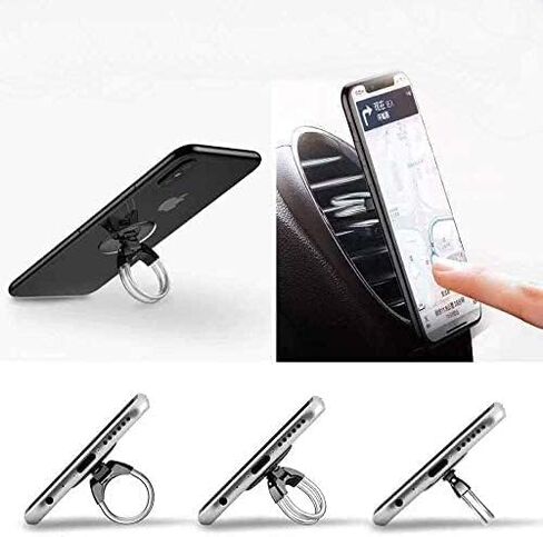 Tvoip 2 قطعة حامل الهاتف الخليوي الدائري ، 3 في 1 حامل الهاتف العالمي حامل السيارة ، حامل الهاتف بقبضة الإصبع وحامل الجهاز اللوحي حامل الهاتف المحمول منفذ السيارة (فضي) in Saudi Arabia