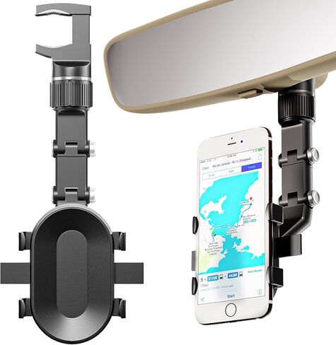 Rear View Mirror Phone Holder, 2023 Rotatable and Retractable Car Phone Holder, Universal Car Phone Holder Mount, Cell Phone Holder Car Fit for iPhone 11 12 13 14 Pro Max Samsung All Phone SXhyfMPH1.1 in Kuwait