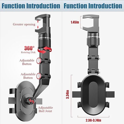 Rear View Mirror Phone Holder, 2023 Rotatable and Retractable Car Phone Holder, Universal Car Phone Holder Mount, Cell Phone Holder Car Fit for iPhone 11 12 13 14 Pro Max Samsung All Phone SXhyfMPH1.1 in Kuwait