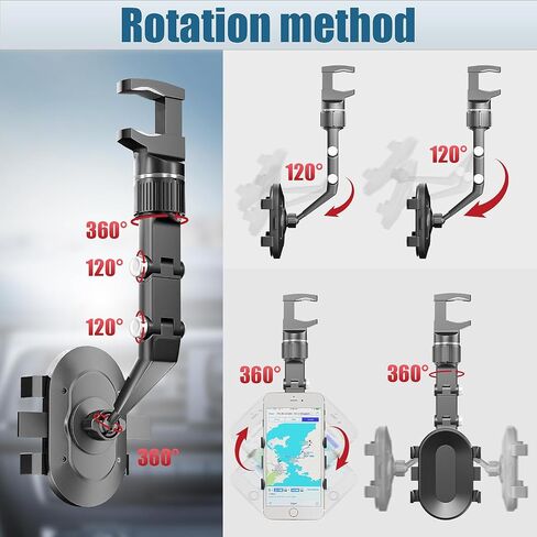 Rear View Mirror Phone Holder, 2023 Rotatable and Retractable Car Phone Holder, Universal Car Phone Holder Mount, Cell Phone Holder Car Fit for iPhone 11 12 13 14 Pro Max Samsung All Phone SXhyfMPH1.1 in Kuwait