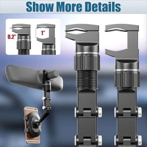 Rear View Mirror Phone Holder, 2023 Rotatable and Retractable Car Phone Holder, Universal Car Phone Holder Mount, Cell Phone Holder Car Fit for iPhone 11 12 13 14 Pro Max Samsung All Phone SXhyfMPH1.1 in Kuwait