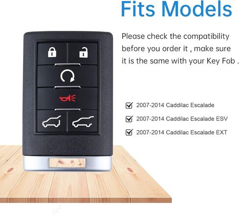 6 أزرار مفتاح التحكم عن بعد بدون مفتاح متوافق مع 2007-2014 Cadillac Escalade ESV EXT قطعة غيار FCC ID: OUC600066 in Kuwait