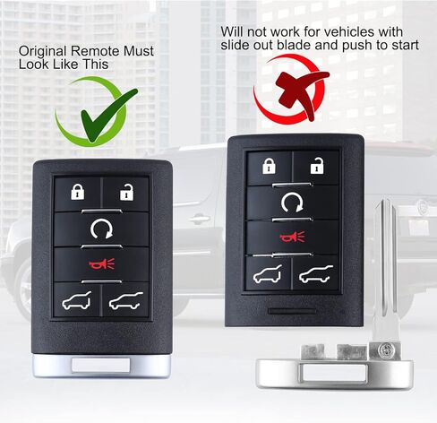 6 أزرار مفتاح التحكم عن بعد بدون مفتاح متوافق مع 2007-2014 Cadillac Escalade ESV EXT قطعة غيار FCC ID: OUC600066 in Kuwait