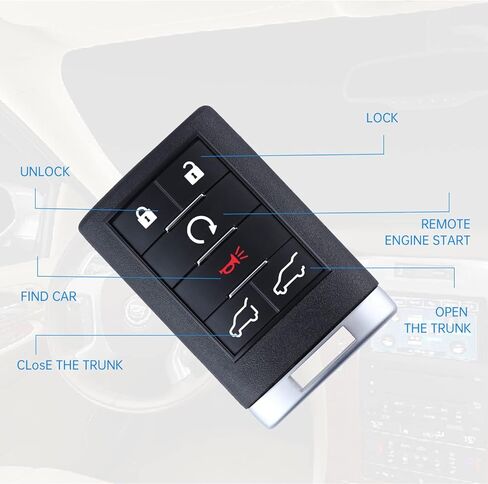 6 أزرار مفتاح التحكم عن بعد بدون مفتاح متوافق مع 2007-2014 Cadillac Escalade ESV EXT قطعة غيار FCC ID: OUC600066 in Kuwait