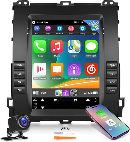 [2G+64G] Android 13 Car Radio for Lexus GX470 Toyota Prado 2002-2009, 9.7 inch Vertical Touch Screen Stereo, Apple Carplay/Android Auto/Hi-Fi Audio/1080P/SWC +AHD Backup Camera+MIC in Saudi Arabia
