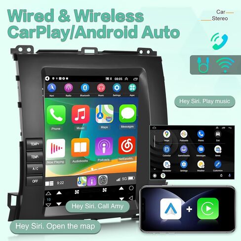 [2G+64G] Android 13 Car Radio for Lexus GX470 Toyota Prado 2002-2009, 9.7 inch Vertical Touch Screen Stereo, Apple Carplay/Android Auto/Hi-Fi Audio/1080P/SWC +AHD Backup Camera+MIC in Saudi Arabia