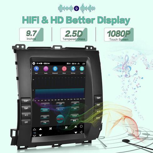 [2G+64G] Android 13 Car Radio for Lexus GX470 Toyota Prado 2002-2009, 9.7 inch Vertical Touch Screen Stereo, Apple Carplay/Android Auto/Hi-Fi Audio/1080P/SWC +AHD Backup Camera+MIC in Saudi Arabia