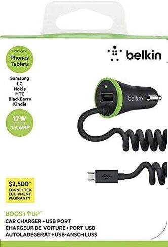 Belkin Boost Up Car Charger with 4-Foot Coiled Micro USB Cable (17 Watt / 3.4 Amp) in Kuwait