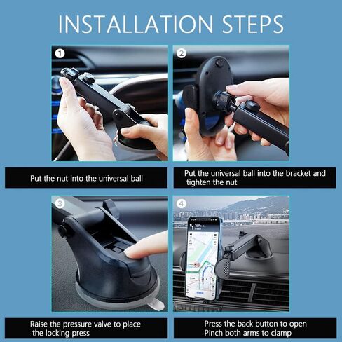 NHHC 2023 Upgrade Car Phone Holder,Car Vent Phone Mount Dashboard Phone Holder,360° Rotable&Retractable Arm Power Suction Cup Phone Holder Compatible iphone14 13 and All Smart Phone in Saudi Arabia
