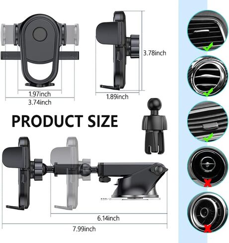 NHHC 2023 Upgrade Car Phone Holder,Car Vent Phone Mount Dashboard Phone Holder,360° Rotable&Retractable Arm Power Suction Cup Phone Holder Compatible iphone14 13 and All Smart Phone in Saudi Arabia