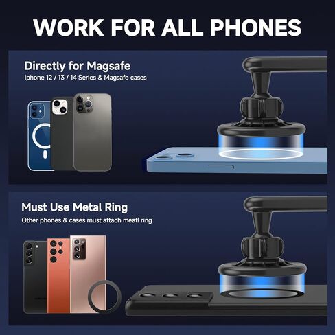 حامل سيارة مغناطيسي LOFOME، [مغناطيس قوي] حامل هاتف محمول بفتحة تهوية لهاتف iPhone 15/14/13/12 Pro Max Mini وMagSafe، حامل هاتف السيارة لجميع الهواتف، يأتي مع مشبك معدني in Kuwait