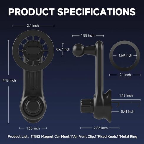 حامل سيارة مغناطيسي LOFOME، [مغناطيس قوي] حامل هاتف محمول بفتحة تهوية لهاتف iPhone 15/14/13/12 Pro Max Mini وMagSafe، حامل هاتف السيارة لجميع الهواتف، يأتي مع مشبك معدني in Kuwait