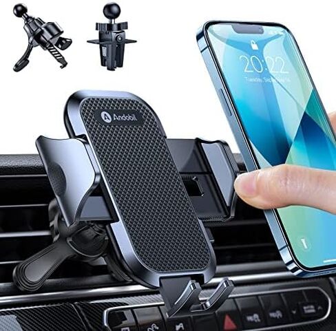 حامل هاتف من Andobil [سهل التنفيس العمودي والدائري] حامل هاتف للسيارة بفتحات تهوية حر اليدين مع 3 نقاط تثبيت متوافق مع iPhone 13/12/12 Pro/11/11 Pro Max/XS, Samsung S20/S20+/S10 in Kuwait