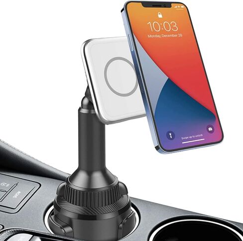Aporia - متوافق مع شاحن السيارة MagSafe Apple iPhone +12 Mini Pro Max Plus | شاحن مثبت على الهاتف للشحن اللاسلكي المغناطيسي السريع Qi (مربع أسود لفتحة التهوية) in Kuwait