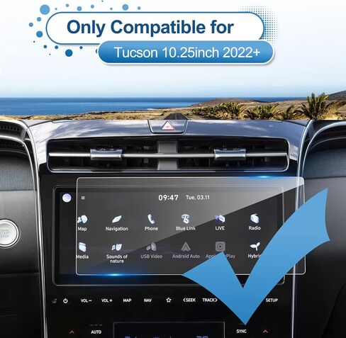 2025 Tucson Screen Protector for Hyundai Tucson (SE/SEL/SEL Convenience/XRT/Limited/N Line) 12.3Inch&AC Displays, 9H Tempered Glass 2025 Tucson Accessories HD Transparent 12.3"&A/C in Kuwait