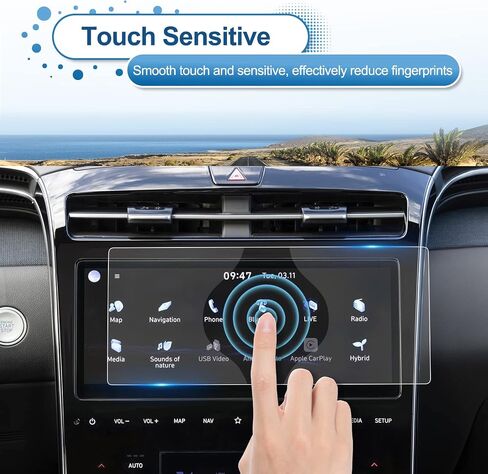 2025 Tucson Screen Protector for Hyundai Tucson (SE/SEL/SEL Convenience/XRT/Limited/N Line) 12.3Inch&AC Displays, 9H Tempered Glass 2025 Tucson Accessories HD Transparent 12.3"&A/C in Kuwait
